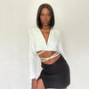 Sibybo Casual Blazer Two Piece Sets Women Matching Sets 2022 Autumn Bandage Long Sleeve Blazer Top And Split Mini Skirts Outfits