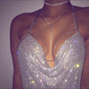 Halter Handmade Shiny Rhinestones Crop Top Backless Summer Beach Chic Party Bralette Cropped Sexy Women Tank Top