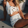 Lace Up Halter Sexy Tops for Women Fashion U Collar Sleeveless Bandage Short Crop Top Women Slim Summer Tank Top Women