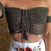 Sexy Lace Crop Top 2022 Summer Off Shoulder White Lace Handmade Crochet Women Shirts Elegant Short Tank Crop Tops Bustier
