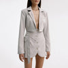 Sibybo Two Piece Sets Blazer And Skirt 2022 Autumn Women Notched Collar Cropped Blazer Black Mini Skirts Femme Casual Outfits