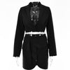 Sibybo Two Piece Sets Blazer And Skirt 2022 Autumn Women Notched Collar Cropped Blazer Black Mini Skirts Femme Casual Outfits