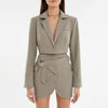 Sibybo Two Piece Sets Blazer And Skirt 2022 Autumn Women Notched Collar Cropped Blazer Black Mini Skirts Femme Casual Outfits
