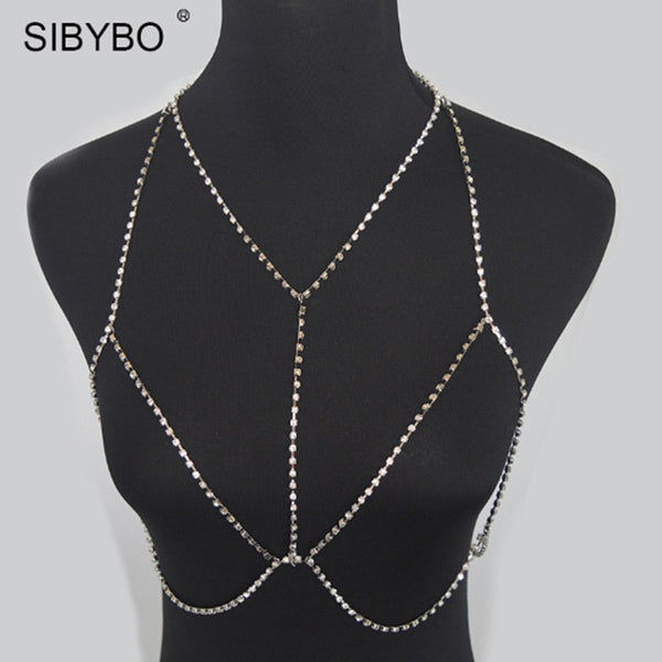 Women Metal Crop Top 2022 New Summer Beach Bikini Bra Body Chain Sexy Bustier Club Party Rhinestone Tops Accessories