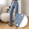 Side Breasted Women's Jeans Summer  Straight Loose Casual Denim Pants High Waist Slim Versatile Jeans