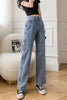 Side Breasted Women's Jeans Summer  Straight Loose Casual Denim Pants High Waist Slim Versatile Jeans