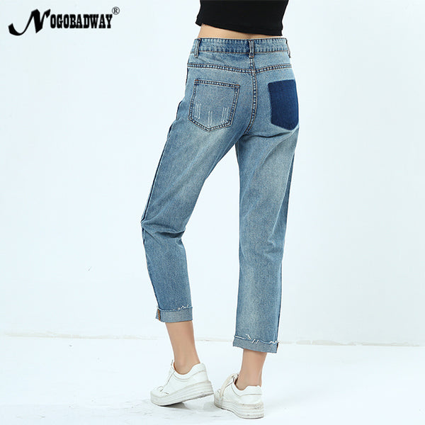 Side Stripe Jeans For Women Summer Autumn Winter Straight Boyfriend Denim Pants Casual Fashion Washed Blue Trousers Woman Ladies