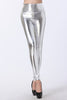 Silver/Gold/Black Shiny High Waist Leggings Women Wetlook PVC Leather Stretch Fitness Ankle-Length Pencil Trousers 79126