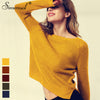 Simenual 2022 Fashion yellow sweaters for women autumn winter knitted jumper sueter mujer side slit lady's sweater pull clothes
