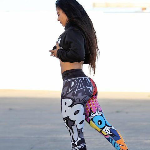 Funny print harajuku fitness legging female pants 2022 bodybuilding jeggings athleisure sportswear leggings women sale