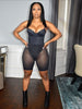 Simenual Low Cut Camis Bodysuit And Mesh Biker Shorts Sets Women Two Piece Outfits Sporty Bodycon Strap Summer Baddie Clothing