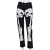 Simenual Skull Print Cyber Ghetto Baddie Clothes Denim Jeans Street Style Zip Up Women Skeleton Pants Urban Style Vintage 2022