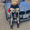 Simenual Skull Print Cyber Ghetto Baddie Clothes Denim Jeans Street Style Zip Up Women Skeleton Pants Urban Style Vintage 2022
