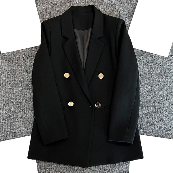 Simple Blazer  Notched Collar   Office Blazer Formal Office Lady Loose Simple Blazer Coat