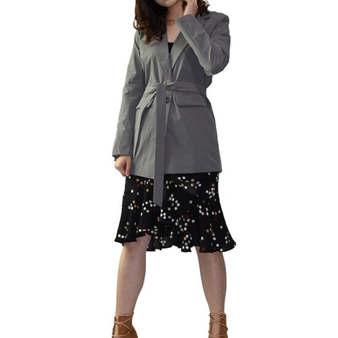 Simple Casual Office Blazer with Long Belt Women Solid Colors Double Breasted 2023 Blazer with Free Belt Bussiness Commute Suit