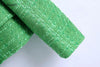 Simple Green Plaid Tweed Notched Double-Breasted Fitted Blazers Female England Style Pockets Short Coats