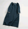 Simple Literary and Artistic Women's Clothes Spring and Autumn Pure Linen Dresses with Seven Sleeves J20220100107