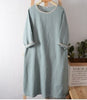 Simple Literary and Artistic Women's Clothes Spring and Autumn Pure Linen Dresses with Seven Sleeves J20220100107