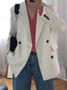 Simple Spring Office Lady Double-breasted White Loose Small Suit Jacket Women 2023 Autumn Black Casual Blazers Casual Coat