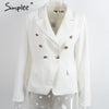 Autumn  double breasted white blazer Women coat elegant slim suit blazer Black co winter outwear short jacket