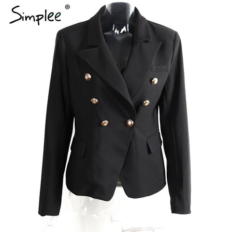 Autumn  double breasted white blazer Women coat elegant slim suit blazer Black co winter outwear short jacket