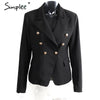 Autumn  double breasted white blazer Women coat elegant slim suit blazer Black co winter outwear short jacket