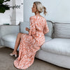 Simplee Casual printed spring women Maxi dress High-waist V-neck lace-up beach Vestidos  loose buttoned A-line dress 2022