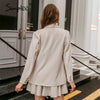 Simplee Casual single button solid blazer Women's Sets Mid waist A-line skirt two piece set women 2 Piece skirt sets