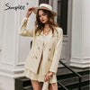 Simplee Casual single button solid blazer Women's Sets Mid waist A-line skirt two piece set women 2 Piece skirt sets