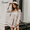 Simplee Casual single button solid blazer Women's Sets Mid waist A-line skirt two piece set women 2 Piece skirt sets