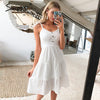 Simplee Casual white women summer beach dress Bow-knot spaghetti embroidery female midi dress backless holiday dress vestidos