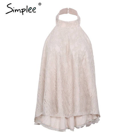 Halter backless lace top female Causal cami strapless floral camisole tank top 2022 autumn elegant blouse top women