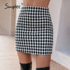 Simplee Office plaid doll collar blazer suits for women autumn Elegant checkered female suit with skirt Za pocket two piece sets