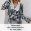 Simplee Office plaid doll collar blazer suits for women autumn Elegant checkered female suit with skirt Za pocket two piece sets