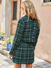 Simplee Office plaid women blazer coat green Elegant high waist split female mini skirt lapel long sleeve button blazers