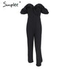 Sexy off shoulder backless black jumpsuit women Tiered ruffle high waist jumpsuit romper Pocket casual overall female
