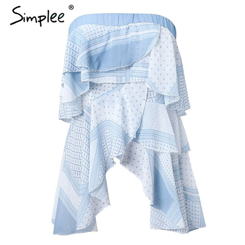 Sexy strapless chiffon tops tees Tiered ruffle backless camisole female 2022 Romantic beach summer tank shirt