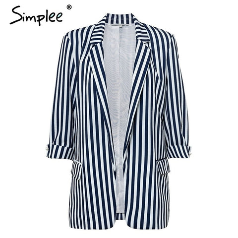 Slim blazers suit cardigans Women formal jackets office work open front ladies blazer Striped pearl autumn outwear women