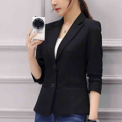 Single Breased Women Blazer Suits Black Slim Fit Plus Size Spring Autumn  Style Office Wear Outwear Coats And Jackets MA116