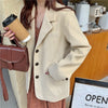 Single Breasted Retro Thick Corduroy Blazer Long Sleeve Office Lady Blazer 2022 Women Outerwear Loose Suit Jacket Coats office
