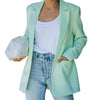 Single Breasted Women Blazer Long Sleeve Autumn Winter Lapel Pockets Suit Coat Outerwear Casual Blazer Women jacket Green