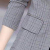 Single Button Blazer Women Jacket Slim Fit Office Lady Blazers Coat Chic Plaid Outerwear Female Pockets Jackets Fashionable Tops