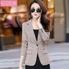 Single Button Blazer Women Jacket Slim Fit Office Lady Blazers Coat Chic Plaid Outerwear Female Pockets Jackets Fashionable Tops
