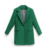 Single Button Spring Autumn Slim Women Long Blazer Suit Jacket Coat Solid Gray Green Black 3XL Plus Size