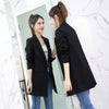 Single Button Spring Autumn Slim Women Long Blazer Suit Jacket Coat Solid Gray Green Black 3XL Plus Size