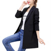Single Button Spring Autumn Slim Women Long Blazer Suit Jacket Coat Solid Gray Green Black 3XL Plus Size