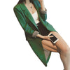 Single Button Spring Autumn Slim Women Long Blazer Suit Jacket Coat Solid Gray Green Black 3XL Plus Size