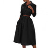 Single-breasted Elegant Striped Print Single-breasted Skirt Suit for Party