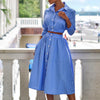 Single-breasted Elegant Striped Print Single-breasted Skirt Suit for Party