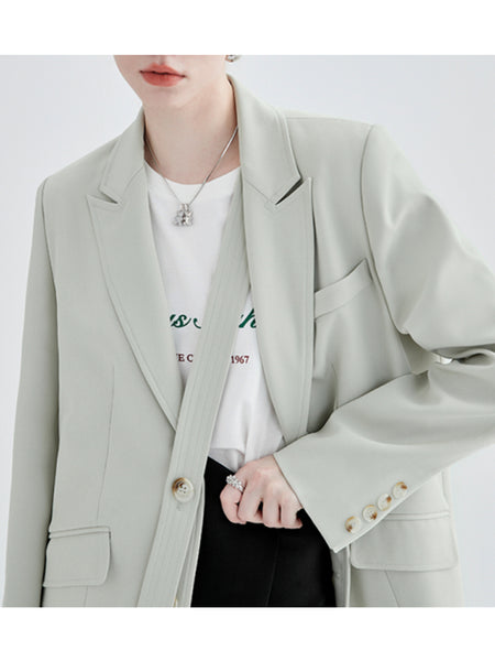 Single-breasted Ladies Suit Spring And Autumn Simple Style Korean Version Niche Design Small Suit Long-sleeved Jacket Female